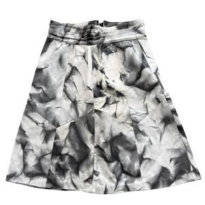 Vintage 80's leather patchwork black & white mid A line skirt size medium